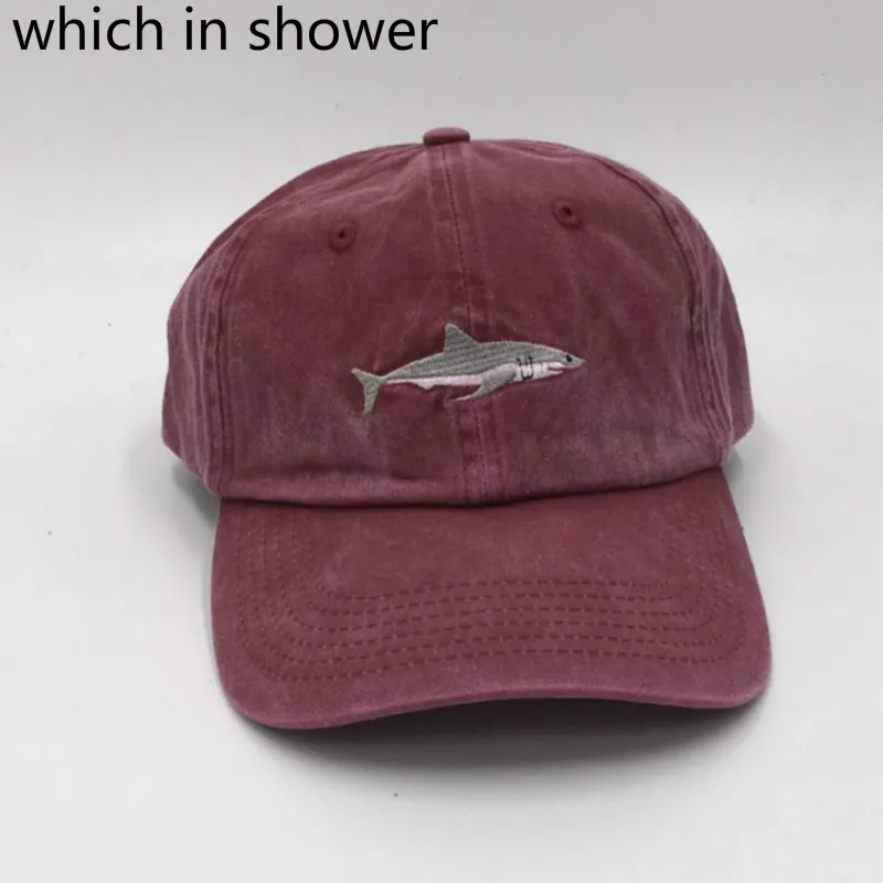 

Which in shower Claret Black Adjustable Stitched Shark Baseball Cap Hip Hop For Women Men Washed Snapback Cap Strapback Bone