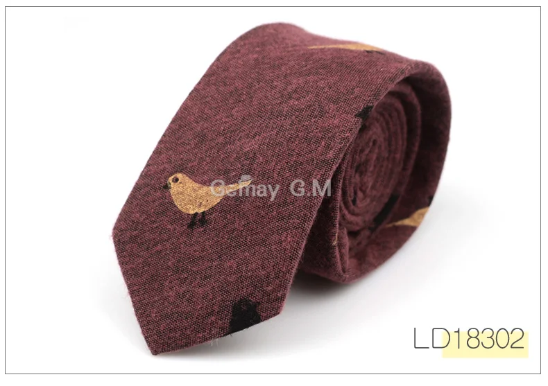 LD18302 Fashion Ties for Men Cotton Narrow Tie Skinny Cravat Neckties for Winter Men Party Skinny Tie Casual Printed Neck Ties Neckwear - Цвет: LD18302