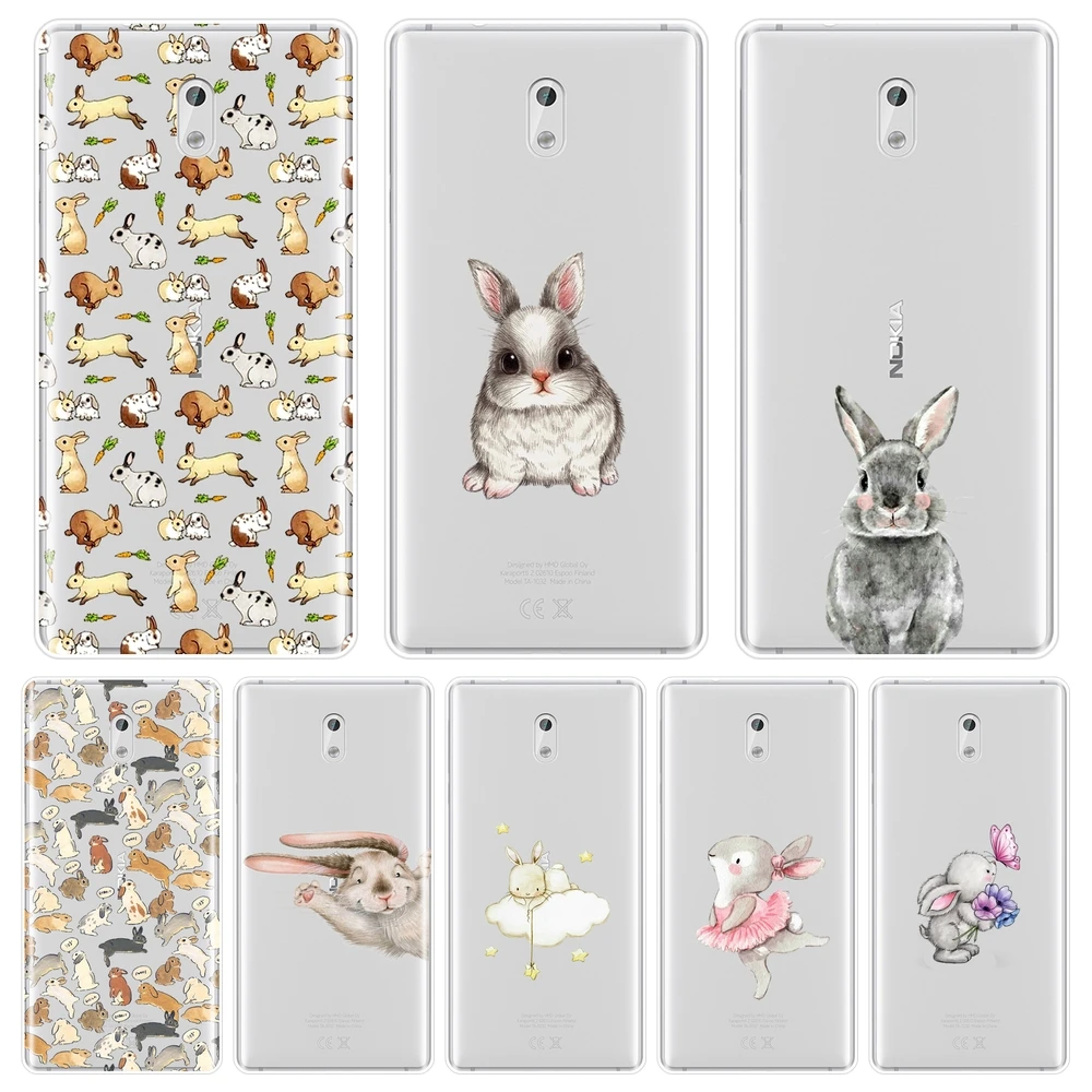 TPU Phone Case For Nokia 8 6 5 3 2 1 Silicone Kawaii Rabbit Cartoon Cute Animal Soft Back Cover X6 7 Plus Nokia6 | Мобильные