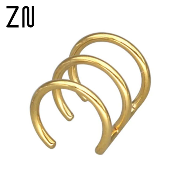

ZN 1Pcs Three Laps Clip-on Earrings No Pierced Non-piercing Earcuff Ear Clip Earrings Without Piercing 4 Color