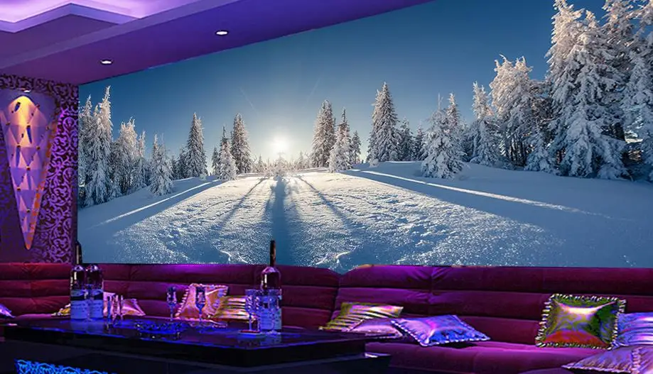 Hd للصوت خلفية مخصص صور جداريات الشتاء الثلوج الغابات 3d