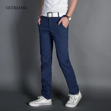 Новые весенние и осенние стильные длинные мужские брюки модное повседневное обтягивающее эластичное маленькое прямое мужское брюки
