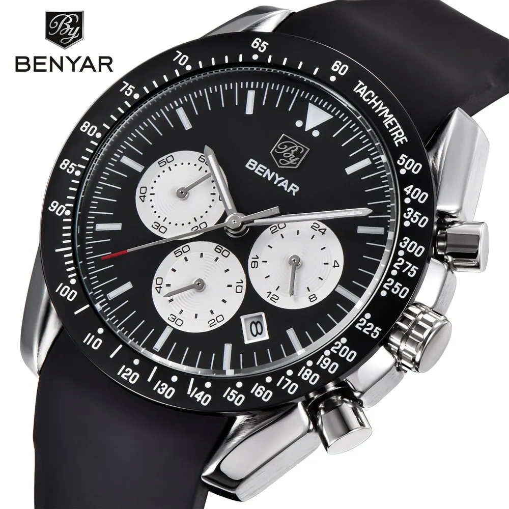 BENYAR Men Watch Quartz Sport Watch Luxury Brand Silicone Strap Business Waterproof Wrist Watch Men Clock Male Relogio Masculino BENYAR Men Watch Quartz Sport Watch Luxury Brand Silicone Strap Business Waterproof Wrist Watch Men Clock Male Relogio Masculino