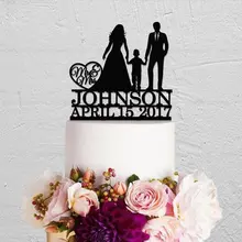 Акриловый для свадебного торта Топпер, заказной торт Топпер для беременных Жених и невеста с для маленьких мальчиков торт Топпер, Семья свадебный торт Топпер