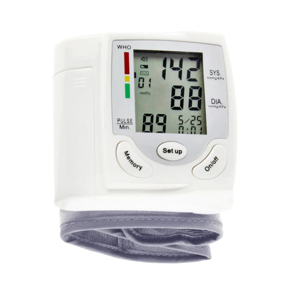 

Automatic Digital LCD Display Wrist Blood Pressure Monitor Heart Beat Rate Pulse Meter Measure Tonometer Sphygmomanometer White