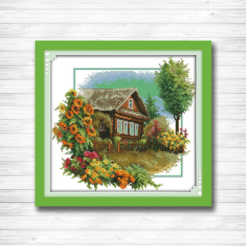 House with flowers garden Scenery DMC 14CT 11CT Cross Stitch kits embroider needlework Sets Handmade Art chinese cross stitch | Дом и сад