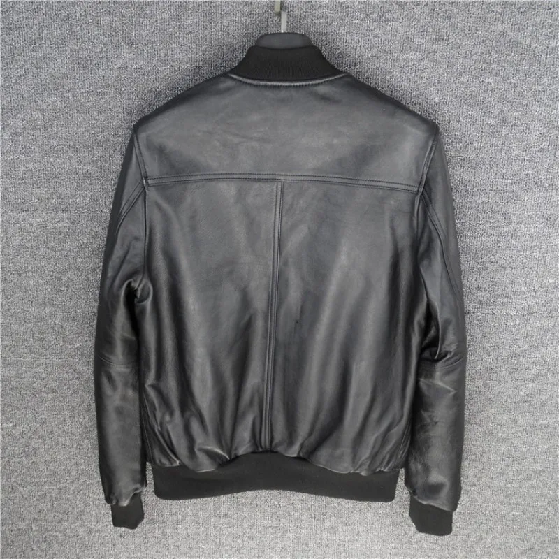 Plus Size 5XL Aviation Real Leather Pilot Jacket Sheepskin Black Genuine Leather Jacket Men Bomber Jacket Lambskin Aviator Coat Plus Size 5XL Aviation Real Leather Pilot Jacket Sheepskin Black Genuine Leather Jacket Men Bomber Jacket Lambskin Aviator Coat
