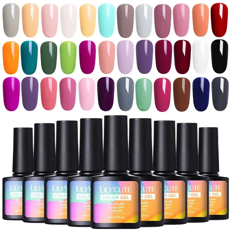 

LILYCUTE 8ml 90 Colors Nail Gel Polish Soak Off Nude Pink Series Nail Art UV Gel Nail Pure Color Long Lasting Gel Varnish