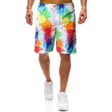 YASUGUOJI New 2019 Summer Loose and Comfortable Beach Shorts Men Fashion Contrast Color Bathing Board Shorts Quick Dry Shorts men contrast tape hooded top with shorts