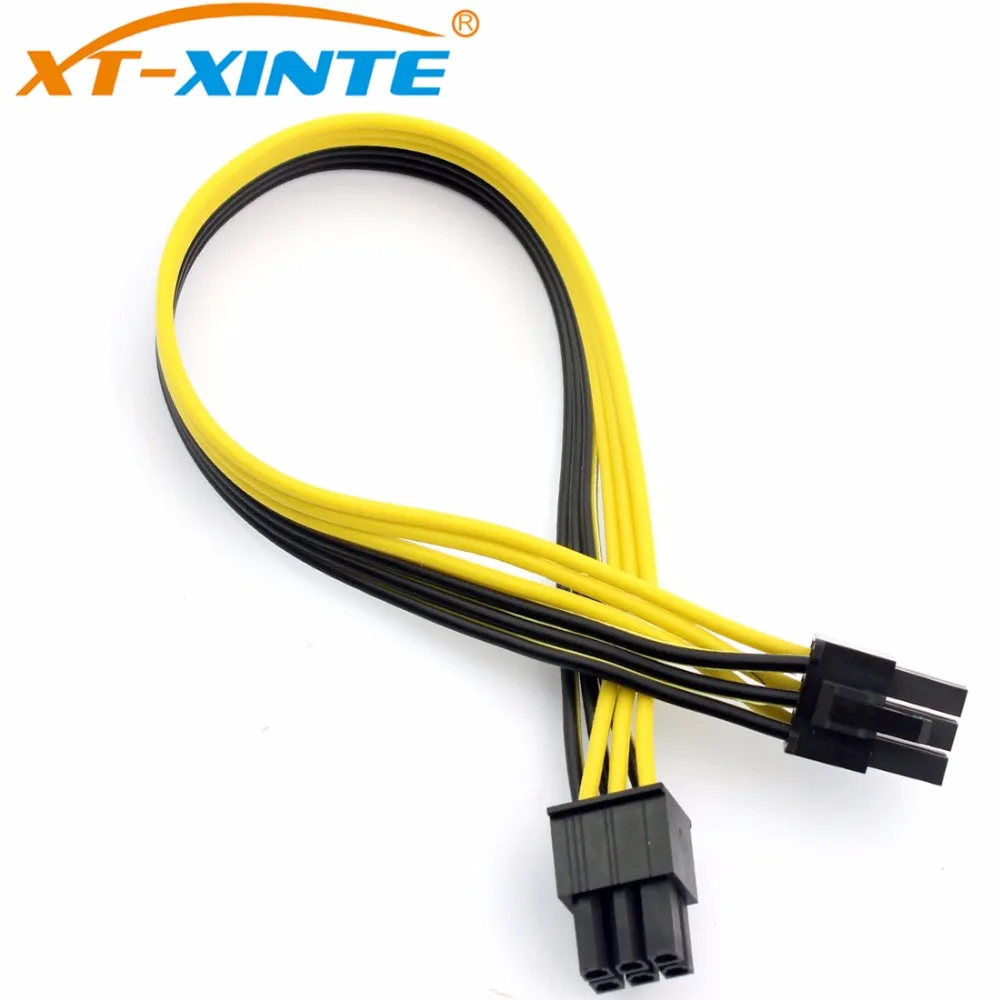 Dual 6Pin Power Supply Cable Adapter PCIe PCI-Express Extension Cable 6Pin Male to Male Cables 18AWG Line for BTC Mining Miner