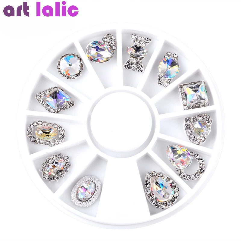 

Nail Art AB Crystal Wheel Rhinestone Diamond Gems Metal Glitter 3D Tips Accessoires Jewelry Manicure Tools Decoration DIY Design