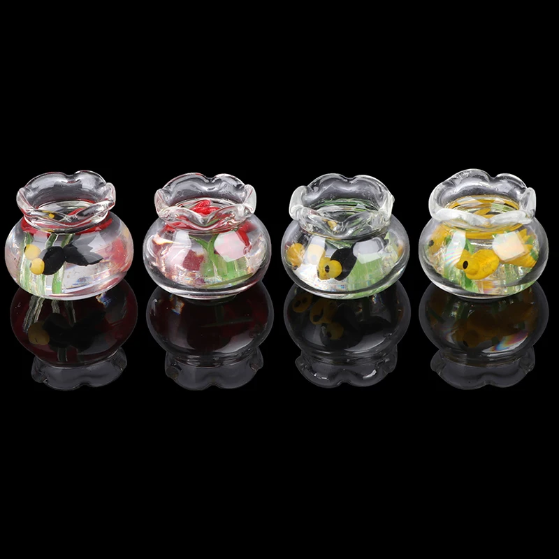 

Dollhouse Home Ornaments Kids Toys 1:12 Mini Dollhouse Miniature Glass Fish Tank Transparent Aquarium