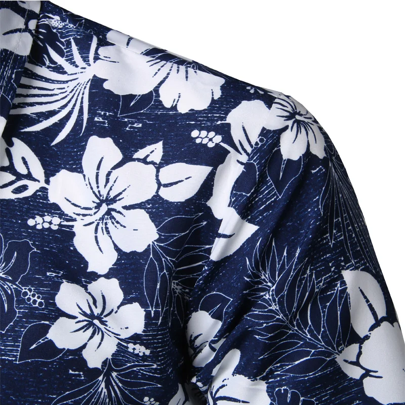 Мужская Летняя Пляжная гавайская рубашка, брендовые рубашки с коротким рукавом размера плюс с цветочным принтом, мужская повседневная одежда для отдыха