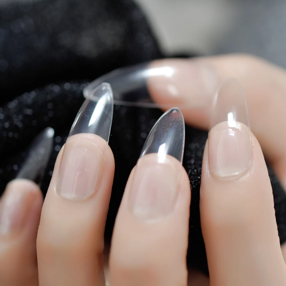 STILETTO Extra Long False Nail Tips Cover For Building Transparent Nail