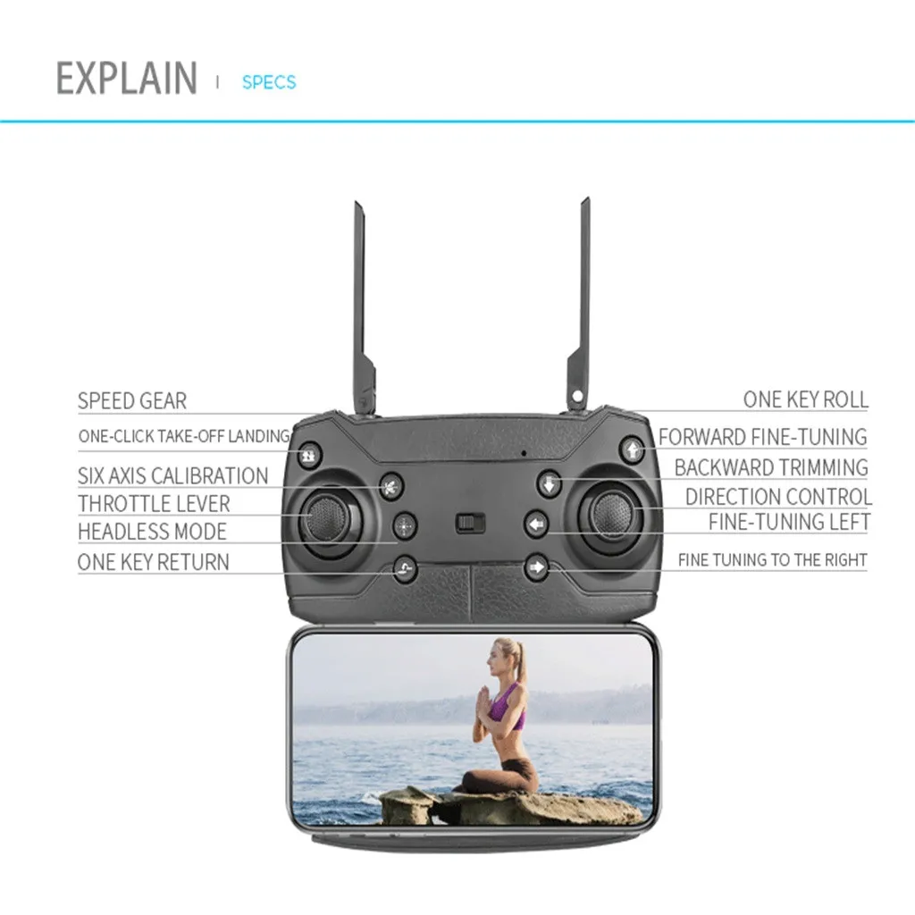Дрон мини 2 4 ГГц долгий срок службы батареи HD аэрофотосъемка WiFi FPV 1080P камера