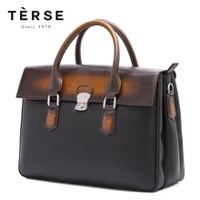 TERSE Новая мужская сумка из натуральной кожи с заплатками, винтажная английская стильная роскошная мужская сумка, Большая вместительная сумка 9341-1