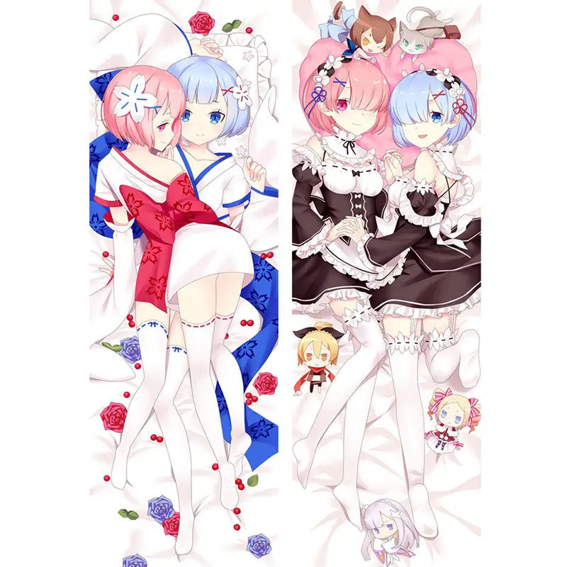 

60X170CM Anime RE ZERO Starting Life In Another World Pillow Covers Ram Rem Sexy 3D Double-sided Bedding Hugging Body Pillowcase