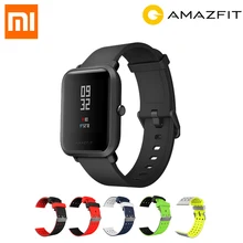Купить онлайн Глобальная версия Xiaomi Huami Amazfit темп Bip бит спортивные Смарт-часы Bluetoot 4,0 gps монитор сердечного ритма 45 дней в режиме ожидания добавить фильм
