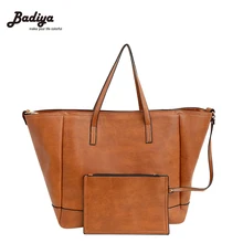 New 2 Pcs Set Women Handbag Fashion Tote Crossbody Bag Solid Portable Ladies Messenger Shoulder Bags