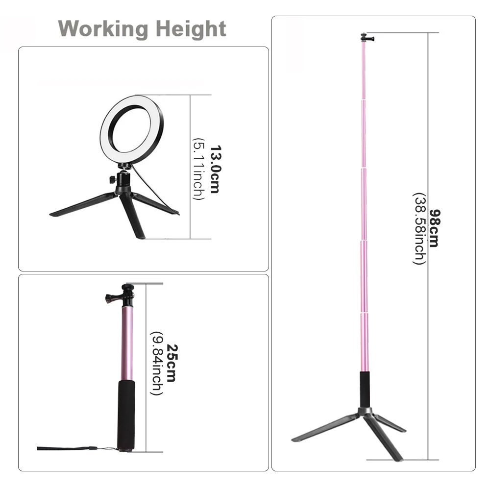 Светодиодный кольцевой светильник для студийной камеры с регулируемой яркостью, кольцевой светильник для фото и телефона, кольцевой светильник с штативами, селфи-палка, кольцевой светильник для Canon