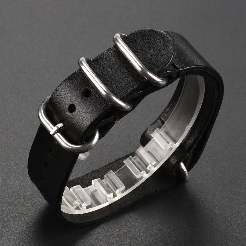 

18/20/22mm Black/Khaki Leather Watch Band High Quality Wristwatch Strap PD0134