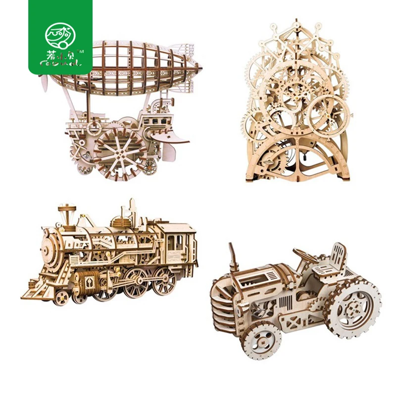 

Robud DIY Wooden Mechanical Model Building Kits 3D Laser Cutting Clockwork Toys Hobbies Gift for Children LK for Dropshipping