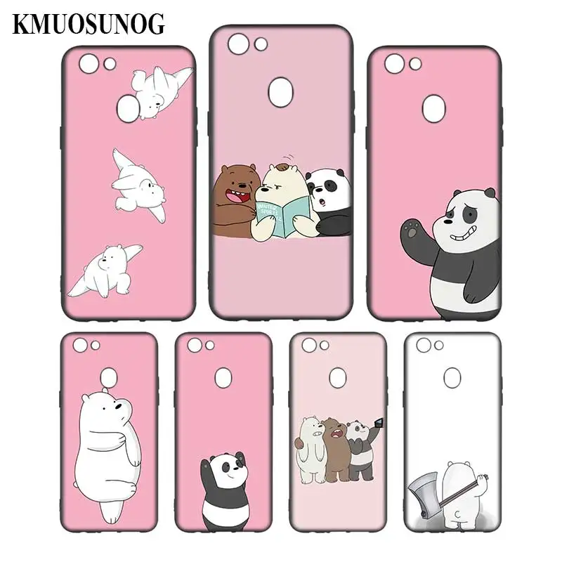 

Silicone Phone Bag For OPPO F5 F7 F9 A5 A7 R9S R15 R17 Black Soft Silicone Phone Case We are Bears Style