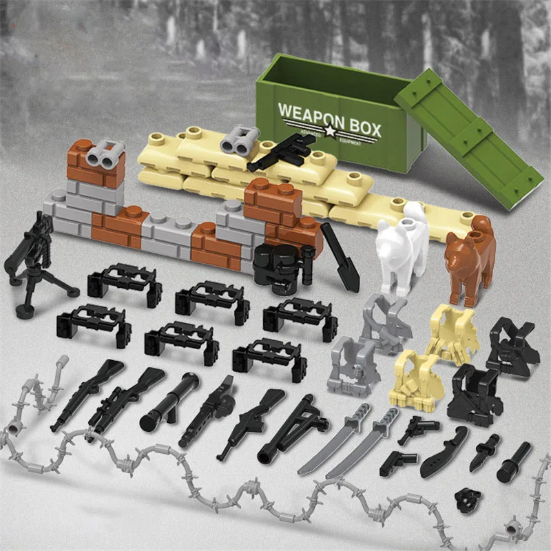 

DIY Military Weapon Pack Building Blocks Swat Team Guns Machine Guns Soldiers Figure WW2 Military Series Toys