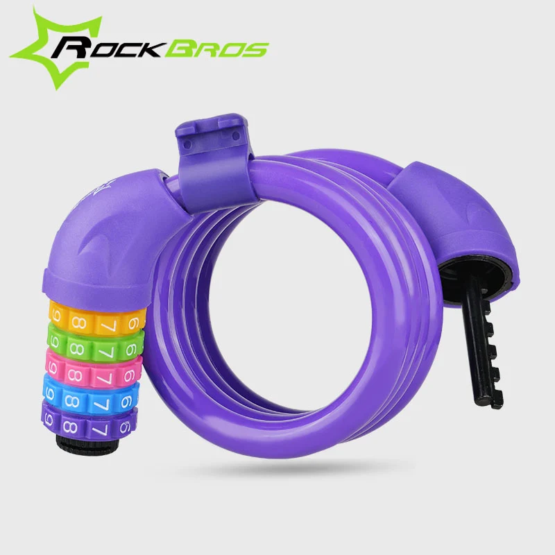 RockBros Bike Bicycle 5 Letters Code Lock Combination Coiled Cable Lock Black