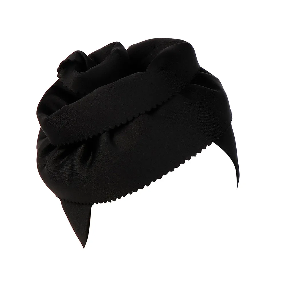 Новая модная дизайнерская женская однотонная шляпа с цветочным принтом, мусульманская шляпа с рюшами, шляпа Chemo, Шапка-бини, тюрбан, повязка на голову, подарок на год - Цвет: A