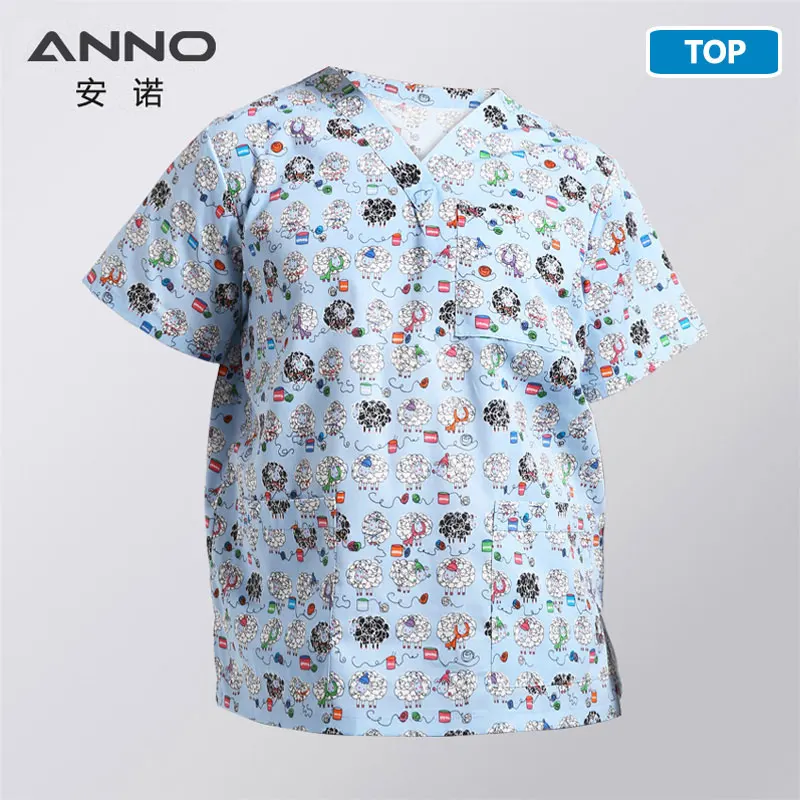 MiYangYang-Top ANNO, 15 цветов, 5XL, Мультяшные медицинские скрабы, набор, униформа для кормления, медицинская одежда, стоматологические клинические скрабы для кормления, женская, мужская одежда - Цвет: MiYangYang-Top