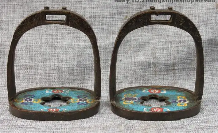Chinese Royal Classical Copper Cloisonne flower horse-stirrup saddle iron | Дом и сад