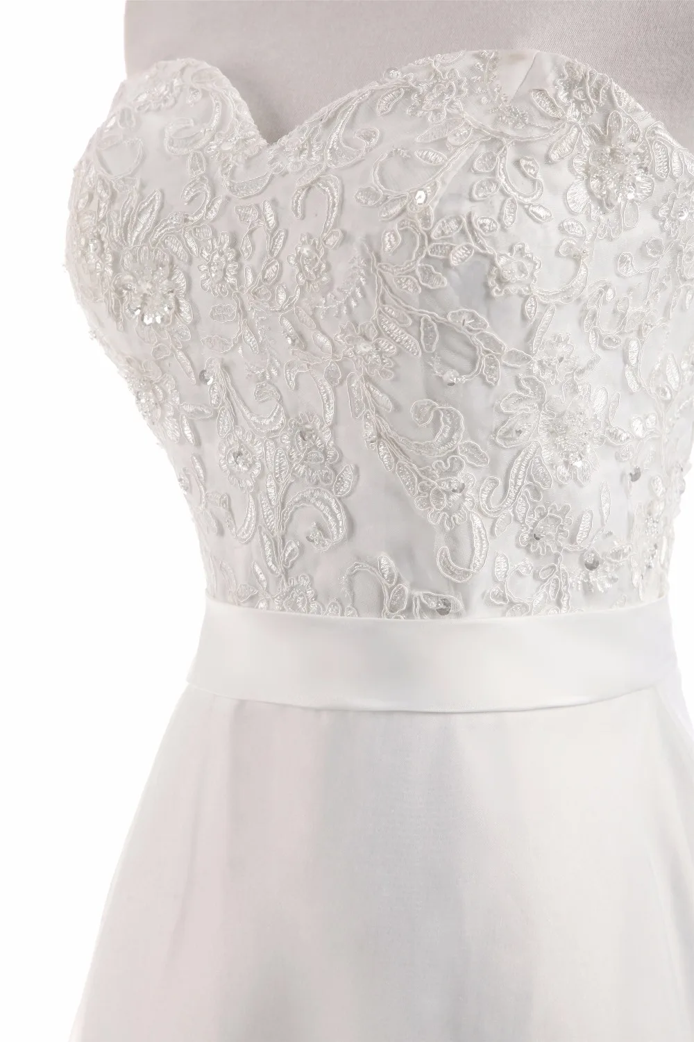 White/ivory Chiffon Embroidery Beach A-line Wedding Dress