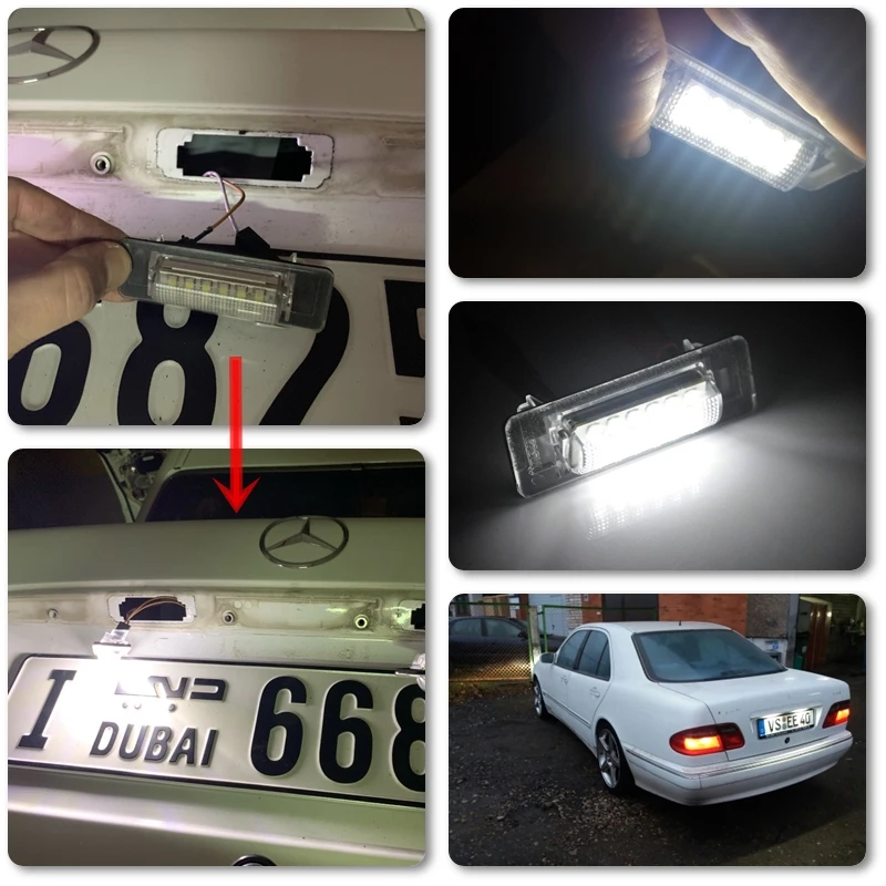 CANbus Автомобильный задний светодиодный светильник номерного знака для Mercedes Benz W210 E300 E320 E420 W202 4D C230 C280 C43 AMG Белая светодиодная лампа