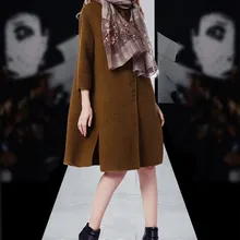 Винтаж зима Альпака плащ пальто Для женщин теплая шерсть пальто Подпушка куртка abrigos Mujer пальто-накидка gf0750q