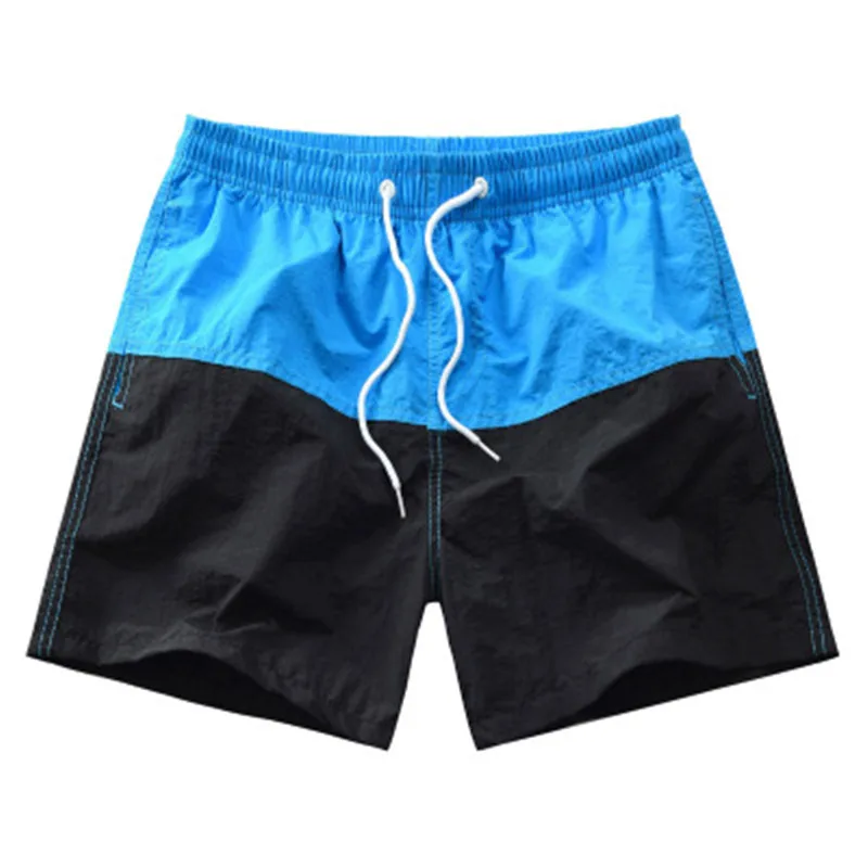 Новинка, мужские пляжные шорты, Лоскутные шорты для мужчин, летние однотонные дышащие повседневные мужские шорты с эластичной резинкой на талии