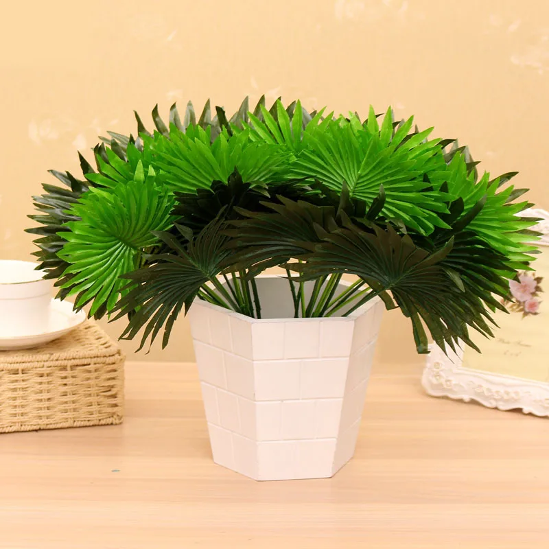Искусственный веер пальмовое растение дерево Шелковый цветок зеленый поддельный растение цветок свадьба мебель Декор Поддельные Листва зеленое растение