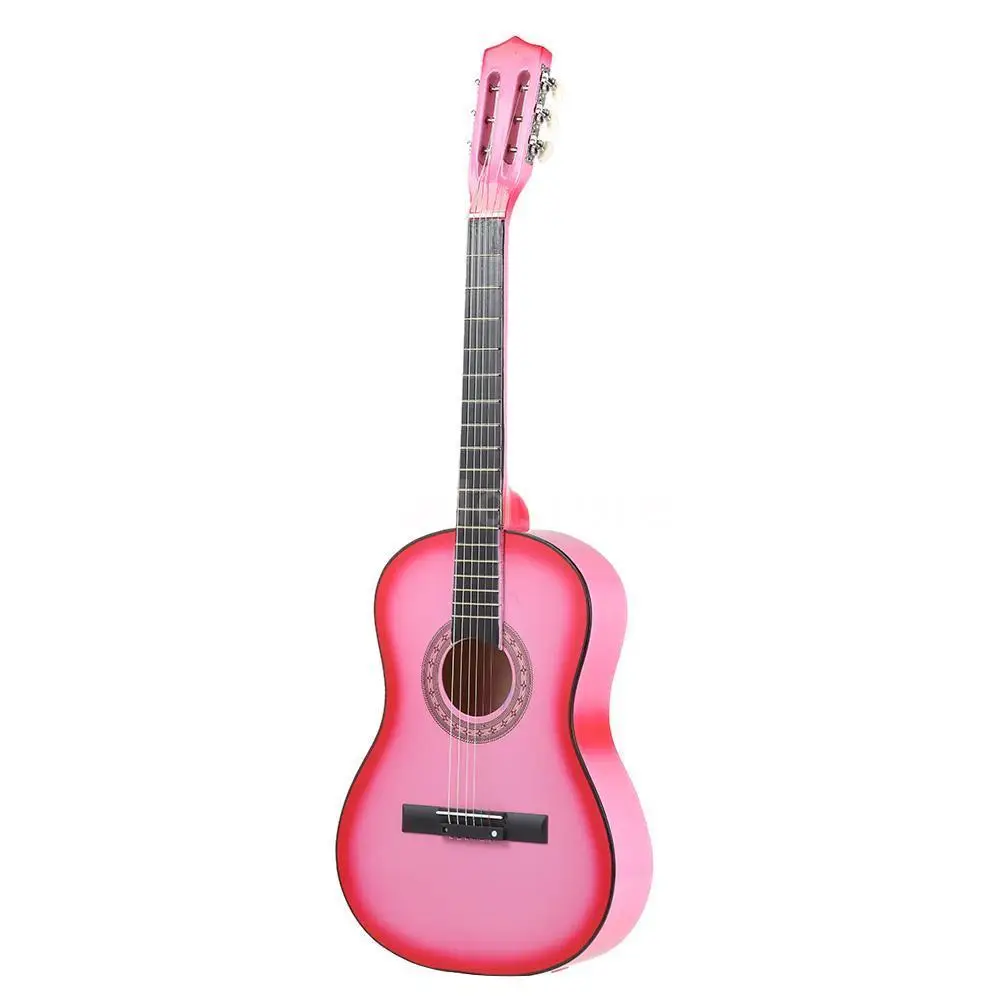 

38" 6-String Acoustic Round Guitar Lightweight for Beginners Kids Color:Pink