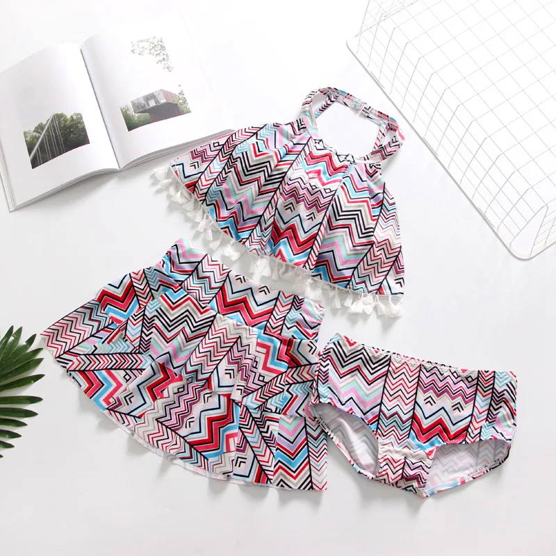 Swimsuit 3 Piece High Waist Printed Swim Trunks National Wind Swimsuit Bikini Swimsuit Plus size XXL Bathing Suit for Women Big