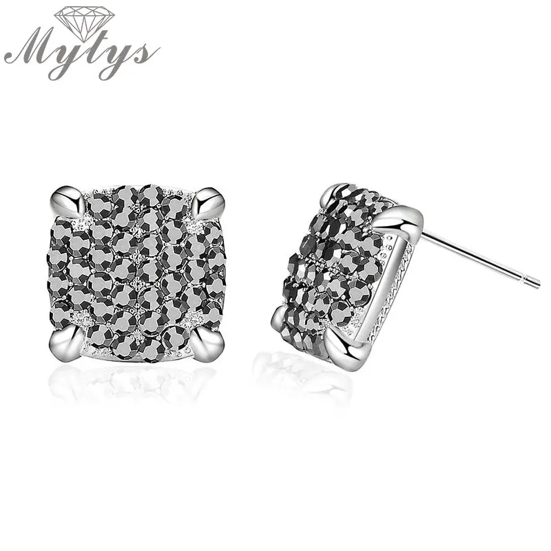 Mytys серьги из стерлингового серебра 925 пробы с квадратной пролочкой черные