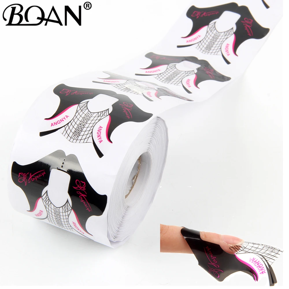 

BQAN 300Pcs/Set Nail Form Guide Gel Nail Tip Extension Polish Styling Tools Curl Forms for Nails Care DIY Guide Tool