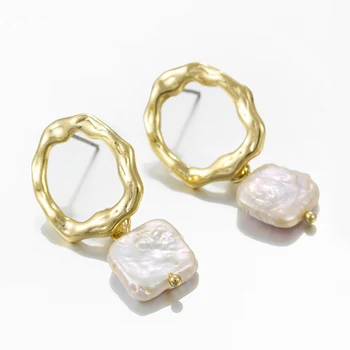 

AENSOA Simple Hollow Round Alloy Pearl Pendant Earrings 2019 For Women Freshwater Pearl Shell Drop Earring Gold Color Jewelry