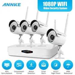 ANNKE 1080 P 4CH Беспроводной NVR CCTV видео системы безопасности 2.0MP IP камера Wi-Fi сети Открытый Всепогодный комплект системы охранного