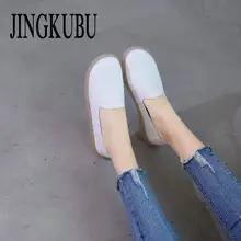 JINGKUBU/Женская обувь из натуральной кожи на плоской подошве; женская обувь с вышивкой; Новинка года; сезон весна-лето; женская повседневная обувь; zapatos mujer