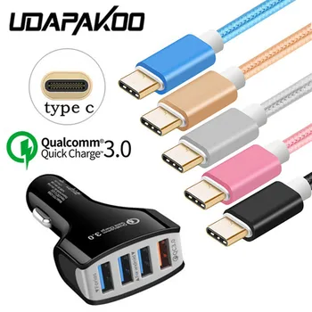 For Samsung Galaxy S8 S9 C5 C7 C9 pro A3 A5 A7 2017 1M Quick charge USB Type C cable QC 3.0 4 usb port Fast Car Charger Adapter