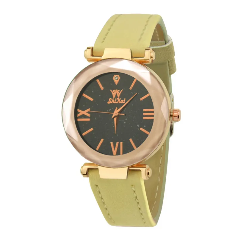 SHIKAI Ladies Leather Strap Creative Gift Quartz Watch ZYBSK-35 Lady Collection Female Watch With Date Bracelet #4a2  (7)