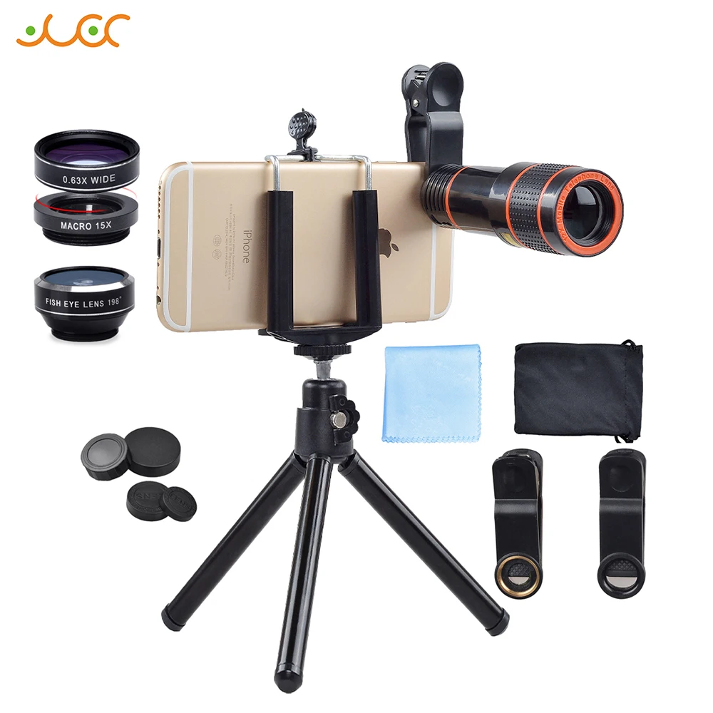 Akinger 4in1 HD Mobile camera Lens 12X Zoom Telescope Phone for iPhone8 Samsung galaxy android Smartphones | Мобильные телефоны и