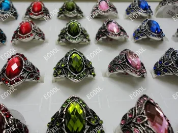 

10Pcs Hot Fashion Rhinestone Zinc Alloy Rings For Women Whole Bulk Packs Lots Free Shipping RL010