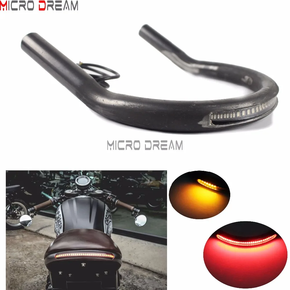 

Retro Motorcycle LED Rear Seat Hoop Taillight Frame Loop w/Brake Turn Signal Indicator Universal For Harley Chopper Bobber Racer