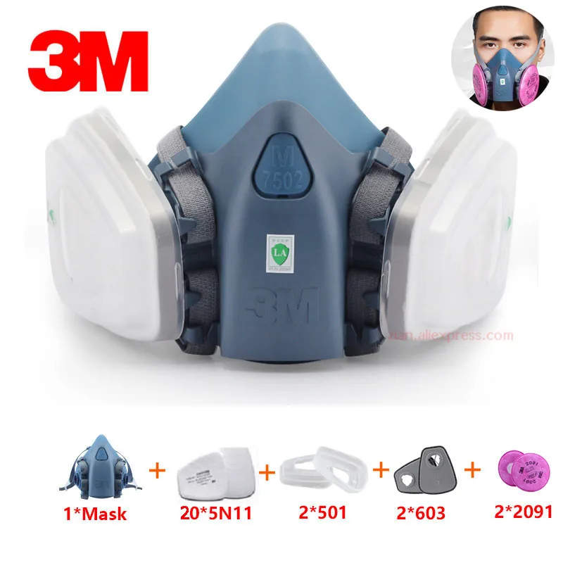 

3M 7502 gas mask industrial spray paint protection 27 in 1 set dust poison filter 2091P100 particulate filter anti-chemical mask